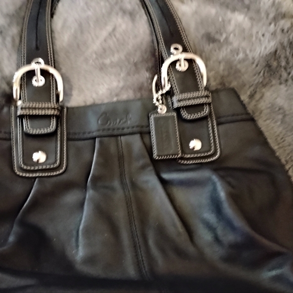 Coach Black Leather Tote Zip Closure - Picture 3 of 10